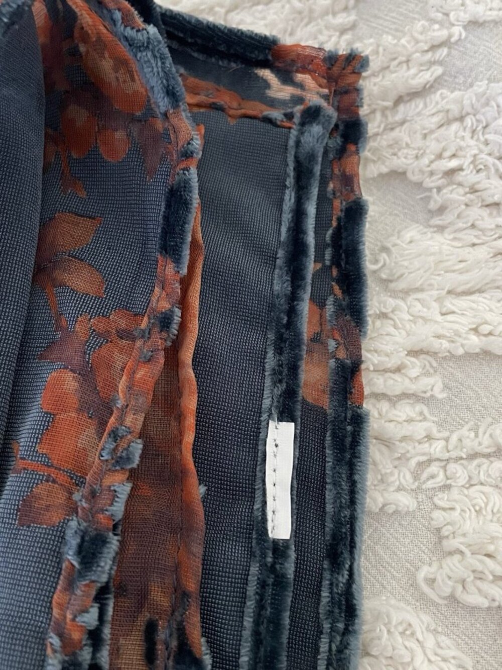 World Market Velvet Burnout Kimono Cardigan One Size Orange Blue Boho Resort - Picture 11 of 11